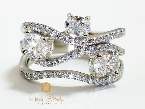 Custom designed three stone ring by Angela Betteridge Jewellery