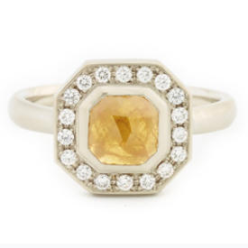 Anne Sportun One of a Kind Sunshine emerald rosecut diamond ring