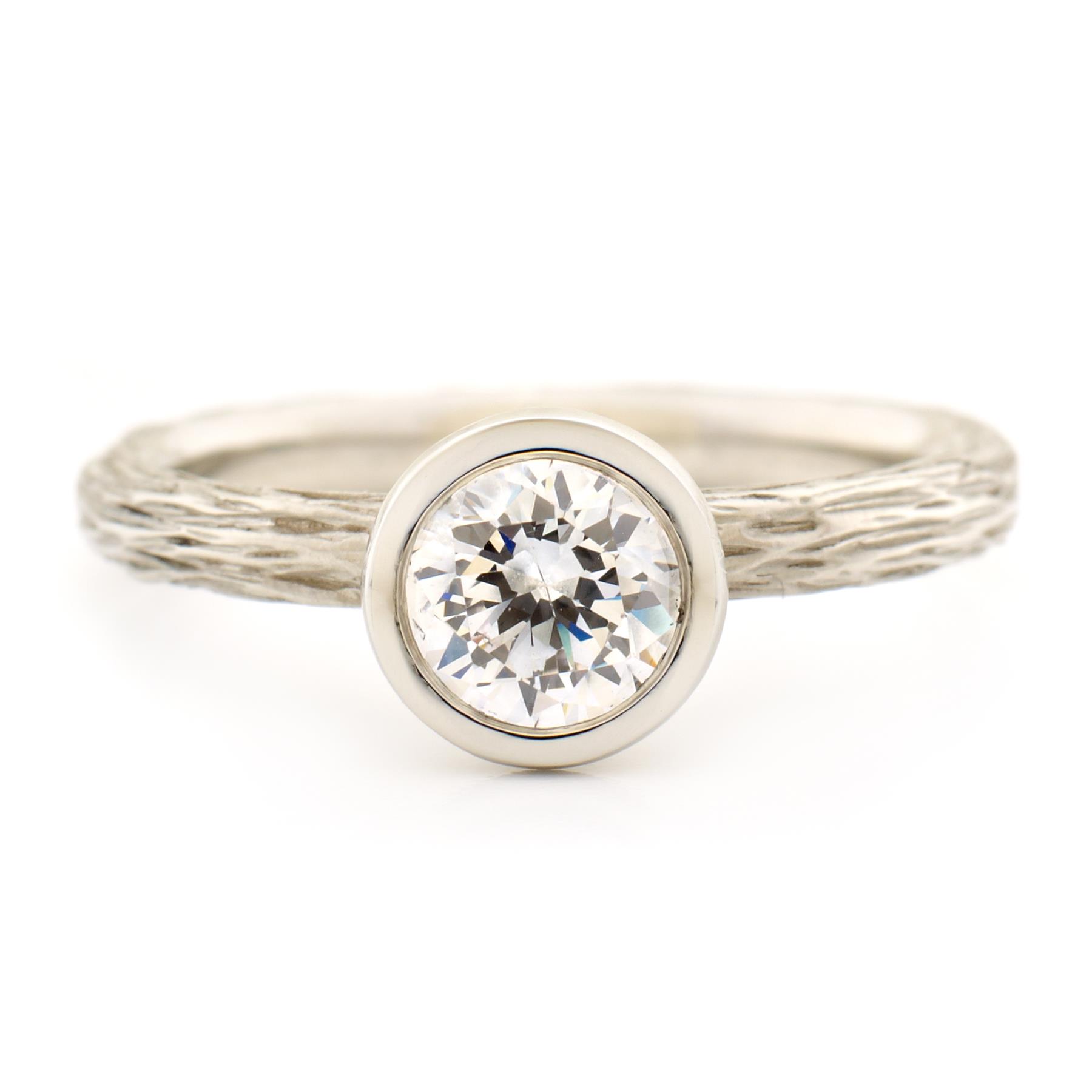 Anani: Tree Bark Textured Diamond Engagement Ring