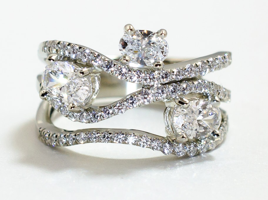 Custom designed three stone Forever Ring by Angela Betteridge Jewellery