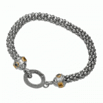 18k Yellow Gold, Sterling Silver, Citrine & Blue Topaz Bracelet