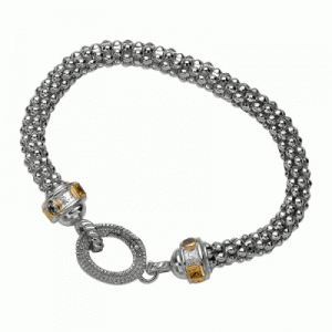 18k Yellow Gold, Sterling Silver, Citrine & Blue Topaz Bracelet