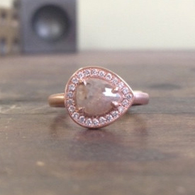 Anne Sportun One of a Kind Pear Rosecut Diamond Ring