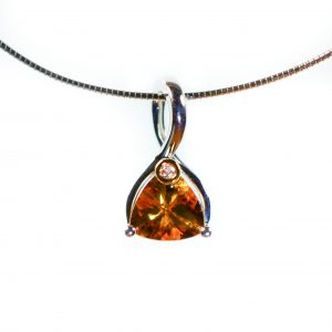 Trilliant Cut Citrine and Diamond Pendant