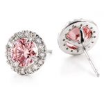 Pink created diamond earrings