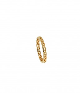Keith Jack Tulla Wedding Band - Celtic weave narrow band in 14k Yellow Gold