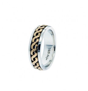 Keith Jack Harrow wedding band in 10K yellow gold and sterling silver