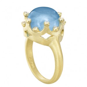 Suzy Landa Aquamarine Cabochon Crown Ring