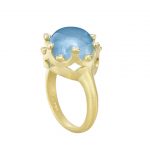 Suzy Landa Aquamarine Cabochon Crown Ring